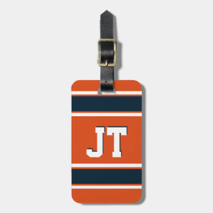 Orange and Dark Blue Sports Stripes Personalized Luggage Tag