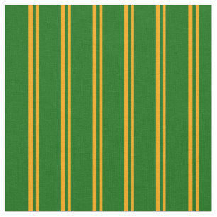 Orange and Dark Green Coloured Striped Pattern Fabric