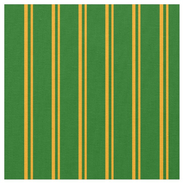 Orange and Dark Green Coloured Striped Pattern Fabric (Close Up)
