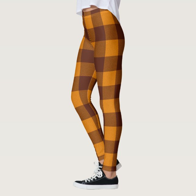 Orange and dark red plaid leggings (Left)