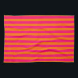 Orange and Fuchsia Stripe Kitchen Towel<br><div class="desc">Bright orange and hot pink thin stripes. You can change the orientation or add a custom name or text message.</div>
