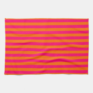 Orange and Fuchsia Stripe Kitchen Towel