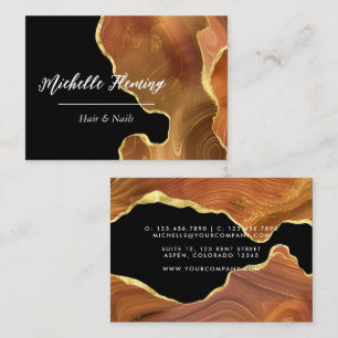 Orange and Gold Agate Square Business Card