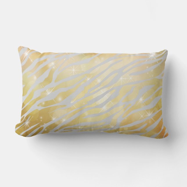 Orange and gold Zebra Pattern Lumbar Pillow (Front)