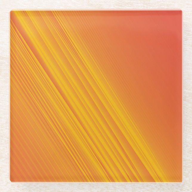 Orange and golden yellow gradient design glass coaster (Front)