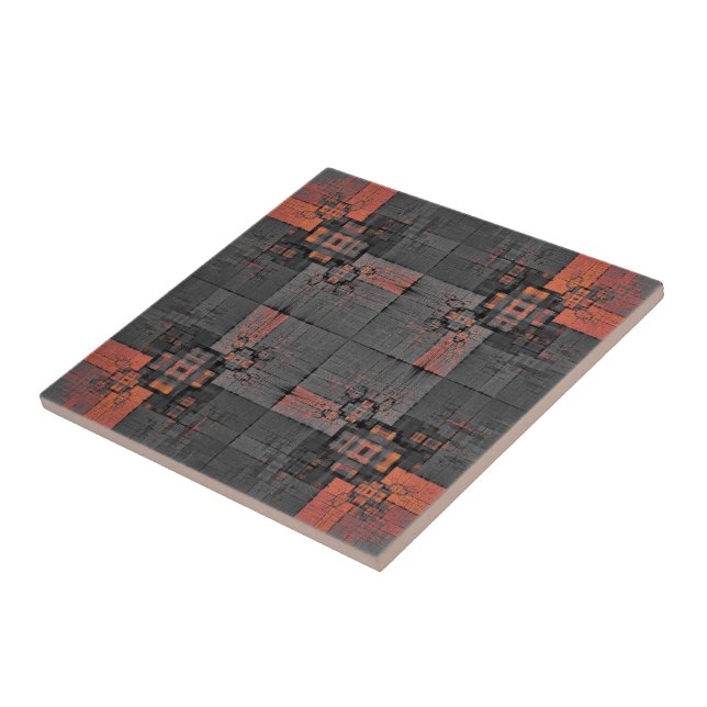 Orange and Gray Crossroads Ceramic Tile (Side)