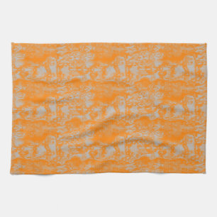 Orange and gray marble kitchen towel