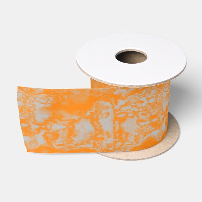 Orange and gray marble satin ribbon (Spool)