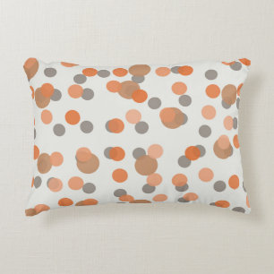 Orange and gray polka dots accent pillow