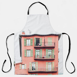 ORANGE AND GREEN 4-STOREY BUILDING APRON