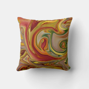 Orange and green abstract design throw pillow