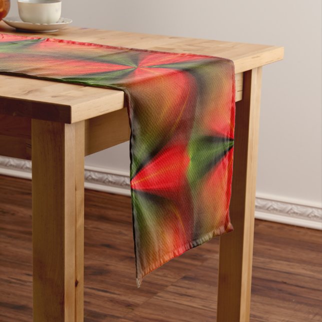 Orange And Green Abstract Pattern 2 Short Table Runner (In Situ)