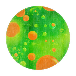 Orange and Green Bubble Abstract Art Cutting Board
