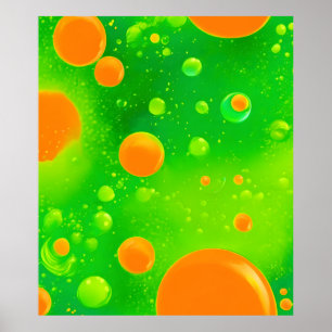 Orange and Green Bubble Abstract Art Poster