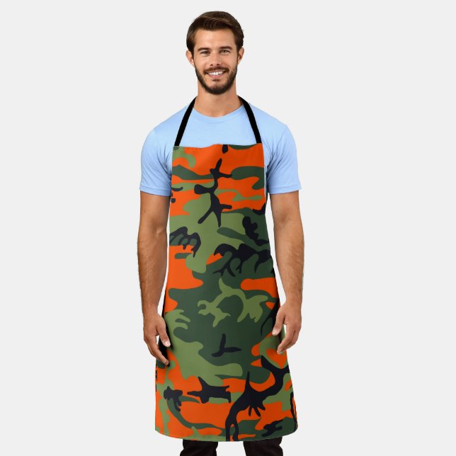 Orange and Green Camouflage, Military, Army Apron (Worn)