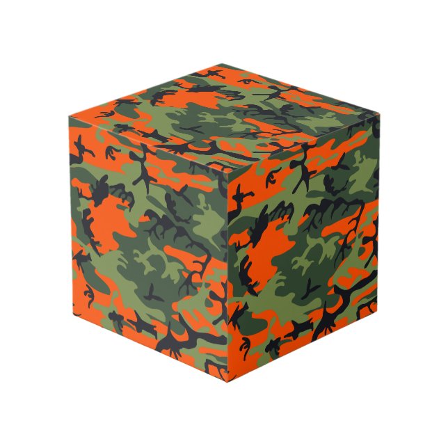 Orange and Green Camouflage, Military, Army Cube (Front Angled)