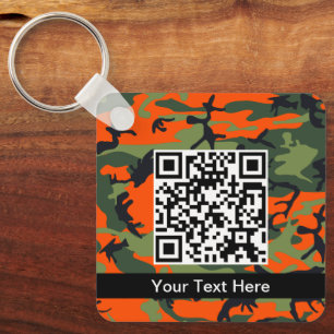 Orange and Green Camouflage, Military, Army Keychain