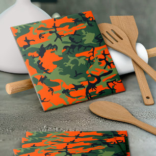 Orange and Green Camouflage, Military, Army Tile