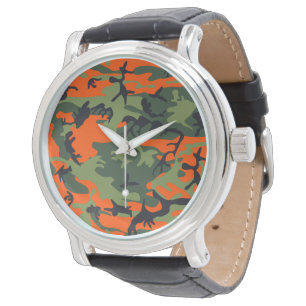 Orange and Green Camouflage, Military, Army Watch