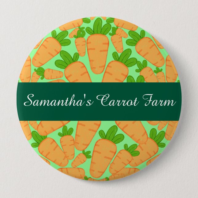 Orange And Green Carrots 4 Inch Round Button (Front)