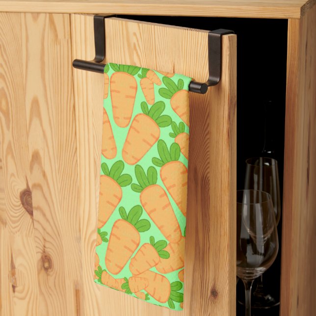 Orange And Green Carrots Kitchen Towel (Thirds Fold)