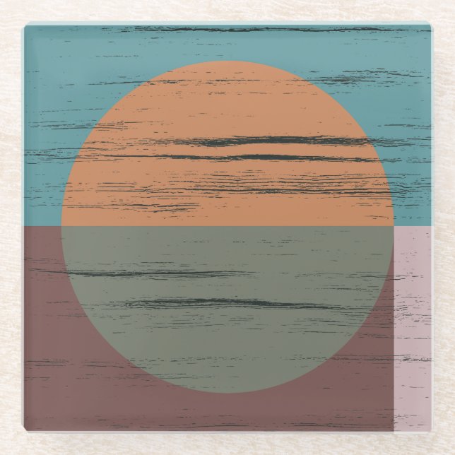 Orange And Green Circle Glass Coaster (Front)