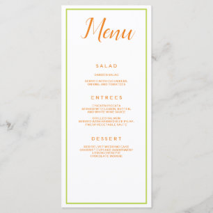 Orange and Green Classic Menu