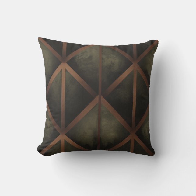 Orange And Green Elegance Geometric Pattern  Throw Pillow (Front)