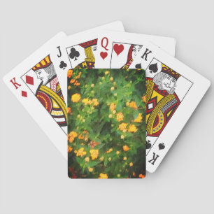 Orange and green flowers playing cards