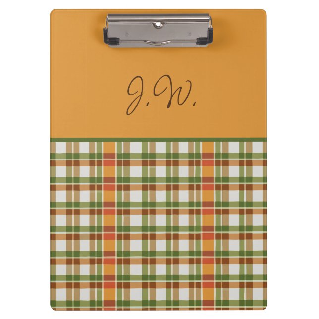 Orange and Green Gingham Clipboard (Front)