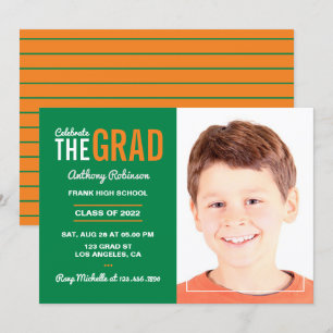 Orange and Green Graduation Party Invitation