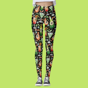 Orange and Green Halloween Cocktails and Potions Leggings