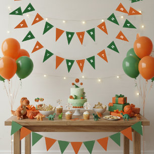 Orange And Green Happy Birthday Bunting Flags
