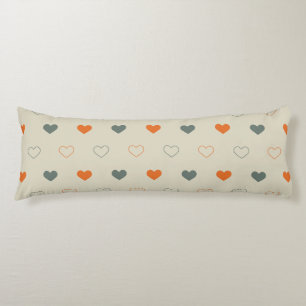 Orange and Green Heart Grid Pattern Body Pillow