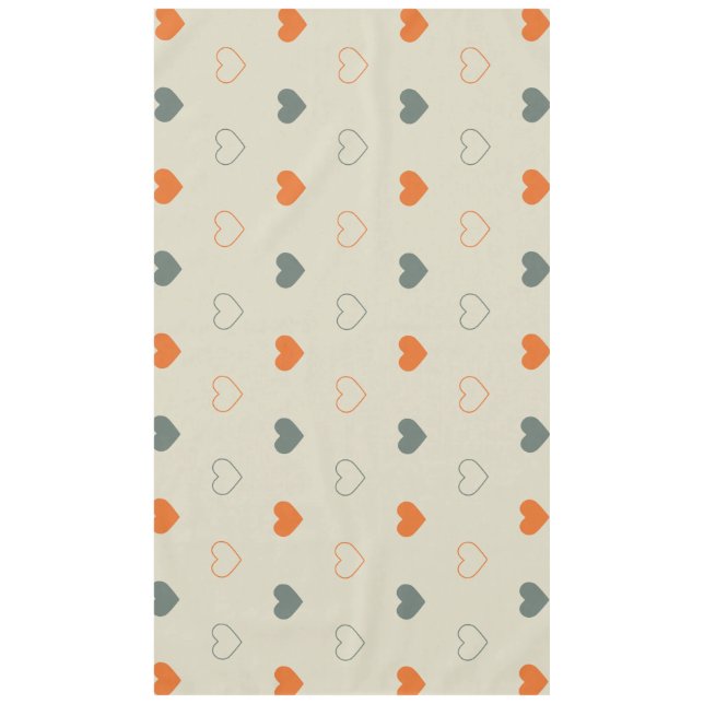 Orange and Green Heart Grid Pattern Tablecloth (Front)