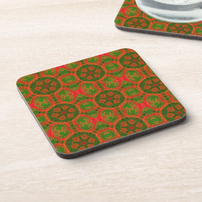 Orange and Green Kaleidoscope Coasters (Left Side)