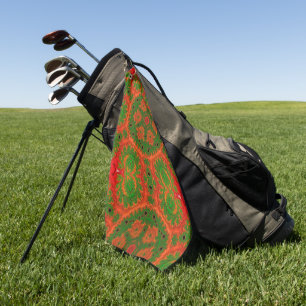 Orange and Green Kaleidoscope Golf Towel