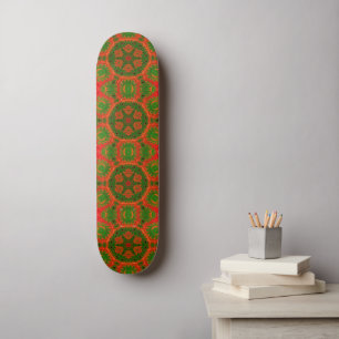 Orange and Green Kaleidoscope Skateboard