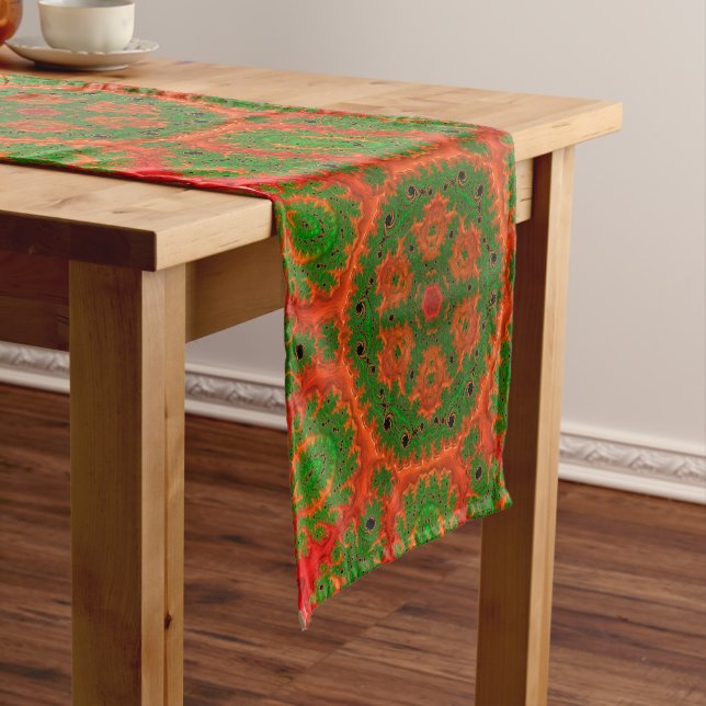 Orange and Green Kaleidoscope Table Runner (In Situ)