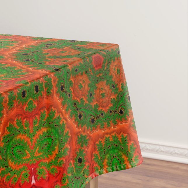 Orange and Green Kaleidoscope Tablecloth (In Situ)