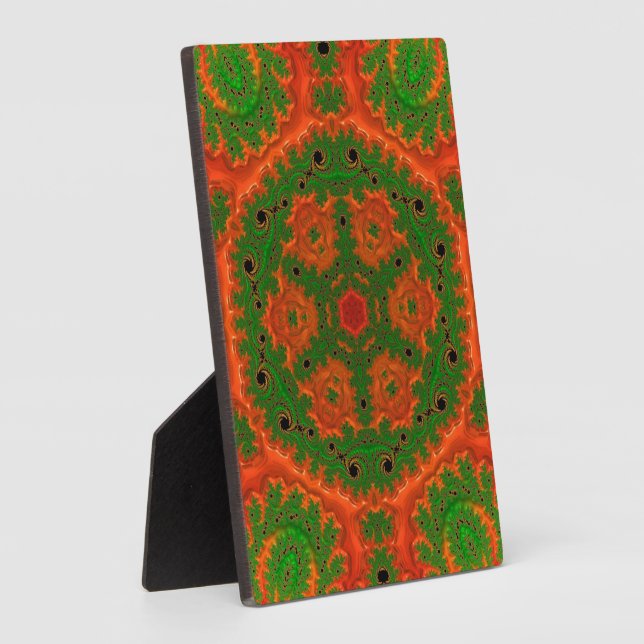 Orange and Green Kaleidoscope Tabletop Plaque (Side)