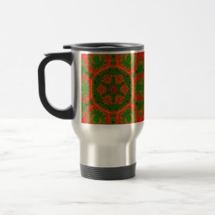 Orange and Green Kaleidoscope Travel Mug