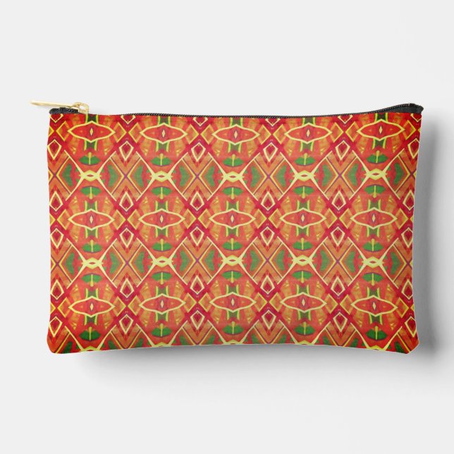 Orange and green pattern accessory pouch (Front)