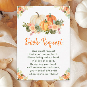 Orange and Green Pumpkins Baby Shower Book Request Enclosure Card