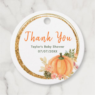 Orange and Green Pumpkins Baby Shower Thank You Favour Tags