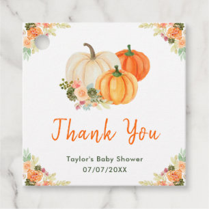 Orange and Green Pumpkins Baby Shower Thank You Favour Tags