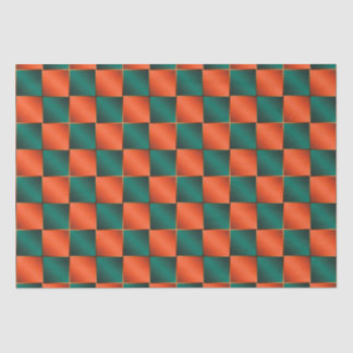 Orange and Green Shiny Chequerboard Tissue Paper