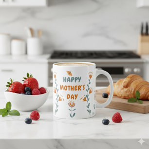 Orange and Green Simple Mother's Day Personal Mug