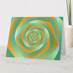 Orange and Green Spiral Rose Big Greeting Cards