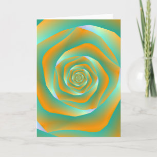 Orange and Green Spiral Rose Greeting Card